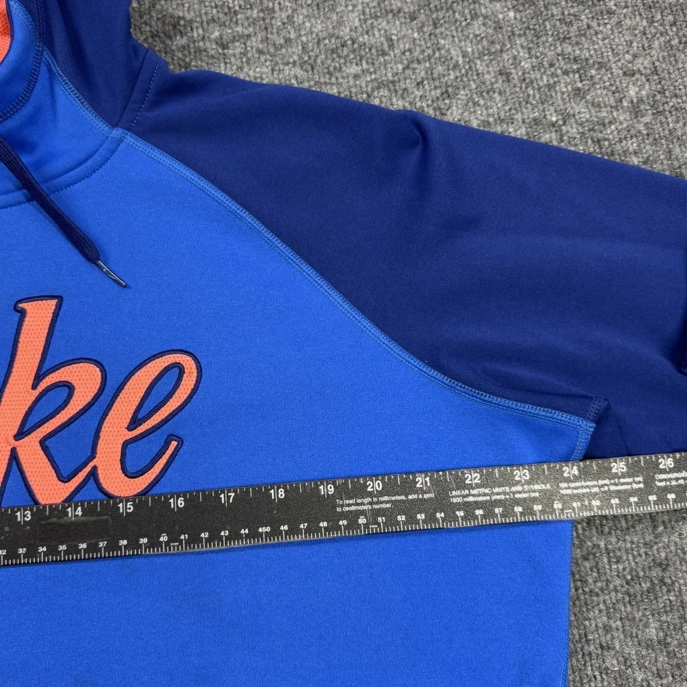 Nike Hoodie Mens XL Blue Orange Therma Fit Pullover Script‎ Logo Raglan
